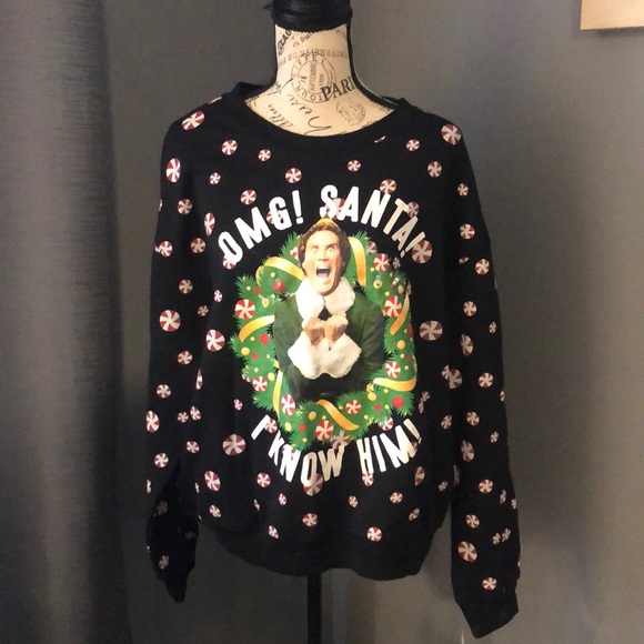 ELF Tops - NWT Elf sweatshirt with light up wreath size XXL
